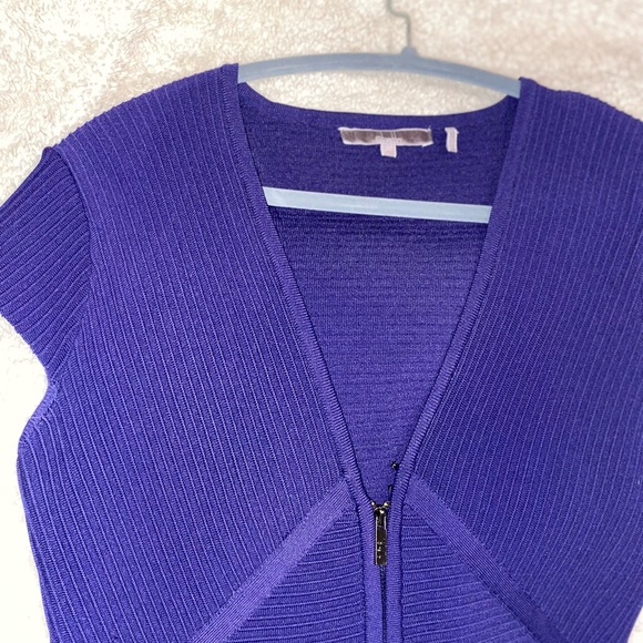 Stretta bodycon size M women’s dress, indigo colored, mild stretch front zip - Picture 3 of 4